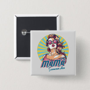 Personalized Retro Mama Pop Art (9) 2 Inch Square Button