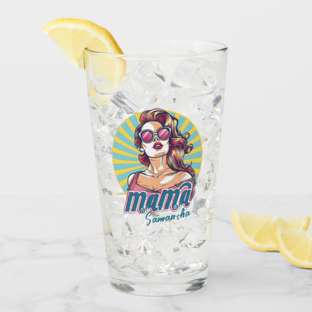 Personalized Retro  Mama Pop Art (9) Glass (Front Ice)
