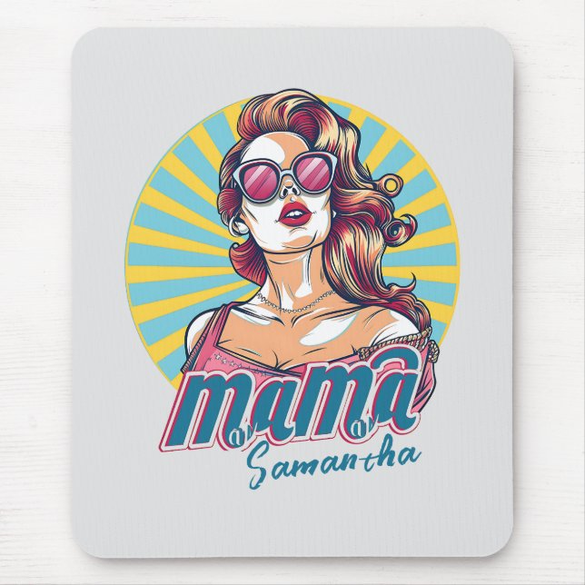 Personalized Retro  Mama Pop Art (9) Mouse Pad (Front)