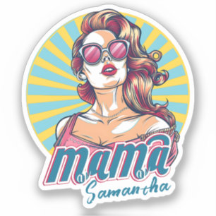 Personalized Retro  Mama Pop Art (9) Sticker
