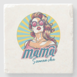 Personalized Retro  Mama Pop Art (9) Stone Coaster