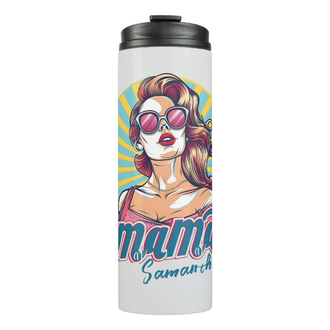 Personalized Retro  Mama Pop Art (9) Thermal Tumbler (Front)