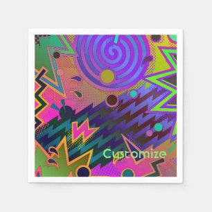 Personalized Retro Mania 80's Abstract Napkins