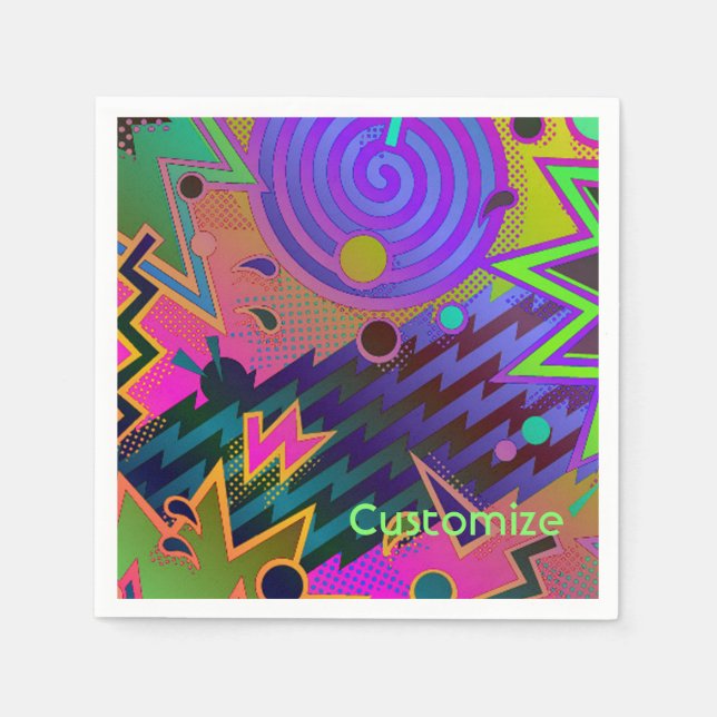 Personalized Retro Mania 80's Abstract Napkins (Front)