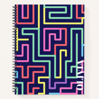 Personalized Retro Maze Pattern Spiral Notebook
