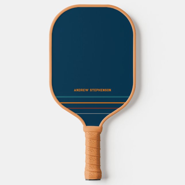 Personalized Retro Minimal Stripe Name  Pickleball Paddle (Front)