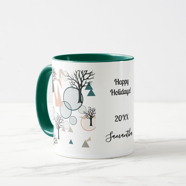 Personalized Retro Minimalist Branches and Shapes  Mug (Front Left)