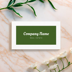 Personalized Retro Minimalist Real Estate Green Business Card
