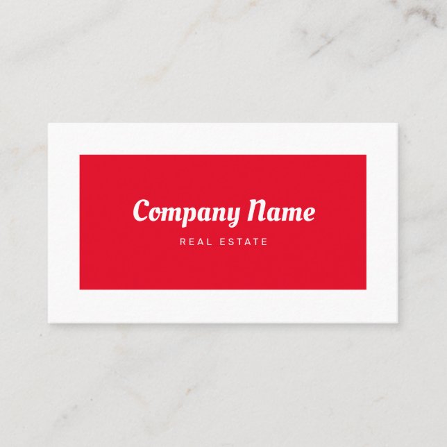 Personalized Retro Minimalist Real Estate Red Business Card (Front)