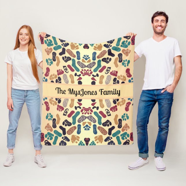 Personalized Retro Minimalist Sole Marks Fleece Blanket (In Situ)