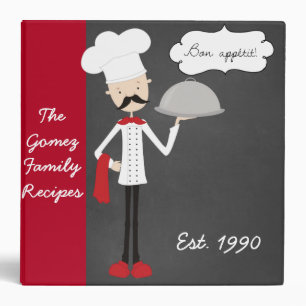 Personalized Retro Modern Chef Recipe Binder