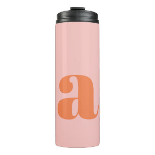 Personalized Retro Monogram Bridesmaid Pink Orange Thermal Tumbler