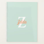 Personalized Retro Monogram Mint Green Orange 2024 Planner<br><div class="desc">This personalized design features a white monogram initial and cantaloupe orange retro script name on a seafoam green background.</div>