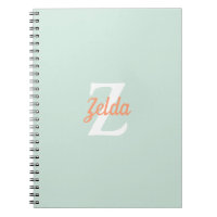 Personalized Retro Monogram Seafoam Green Orange