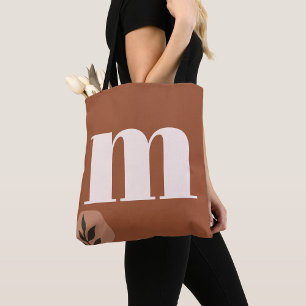 Personalized Retro Monogram with Terracotta Boho Tote Bag