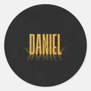 Personalized Retro Movie Poster Daniel Gold Classic Round Sticker