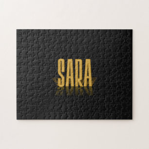 Personalized Retro Movie Poster Sara Gold Jigsaw Puzzle