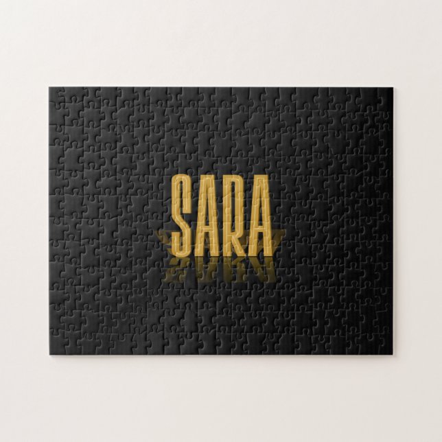Personalized Retro Movie Poster Sara Gold Jigsaw Puzzle (Horizontal)