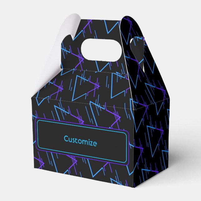 Personalized Retro Neon Geometric Pattern 2 Gable Favor Box (Front Side)