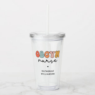 Personalized Retro OBGYN Nurse Acrylic Tumbler
