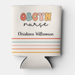 Personalized Retro OBGYN Nurse Can Cooler