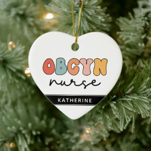 Personalized Retro OBGYN Nurse Ceramic Ornament
