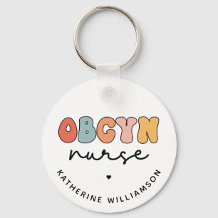Personalized Retro OBGYN Nurse Keychain