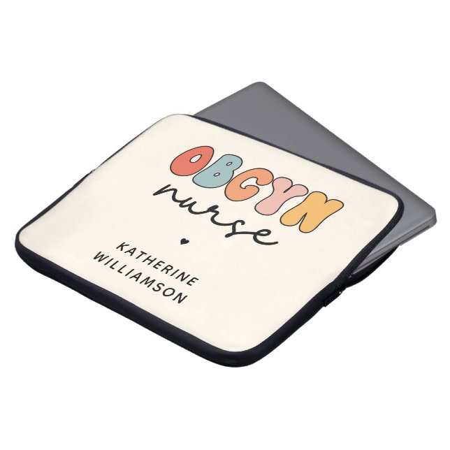 Personalized Retro OBGYN Nurse Laptop Sleeve (Front Top)