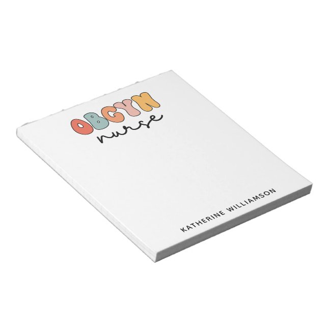 Personalized Retro OBGYN Nurse Notepad (Angled)