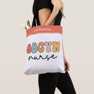 Personalized Retro OBGYN Nurse Tote Bag