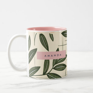 Personalized Retro Orange Flower Style Two-Tone Coffee Mug