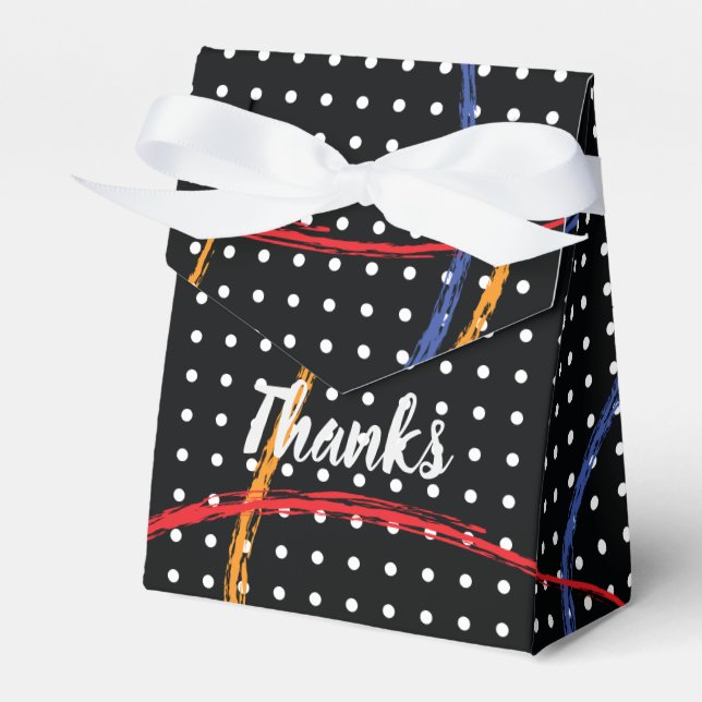 Personalized Retro Paint Splatter and Dots Favor Box (Front Side)