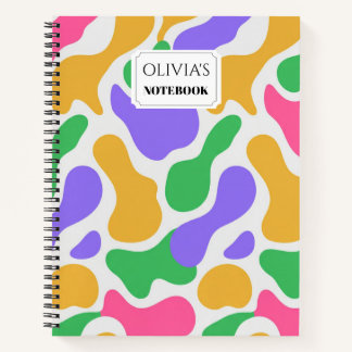 Personalized Retro Pastel Blob Spiral Notebook