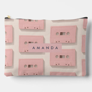 Personalized Retro Pastel Cassette Tape Vintage Accessory Pouch
