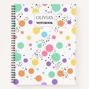 Personalized Retro Pastel Dot Spiral Notebook
