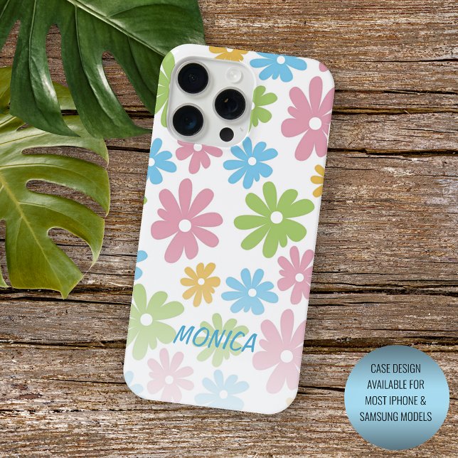 Personalized Retro Pastel Floral Art Pattern Case-Mate iPhone Case (Creator Uploaded)