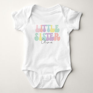 Personalized Retro Pastel Little Sister Custom  Baby Bodysuit