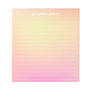 Personalized Retro Pastel Peach Pink Gradient Notepad