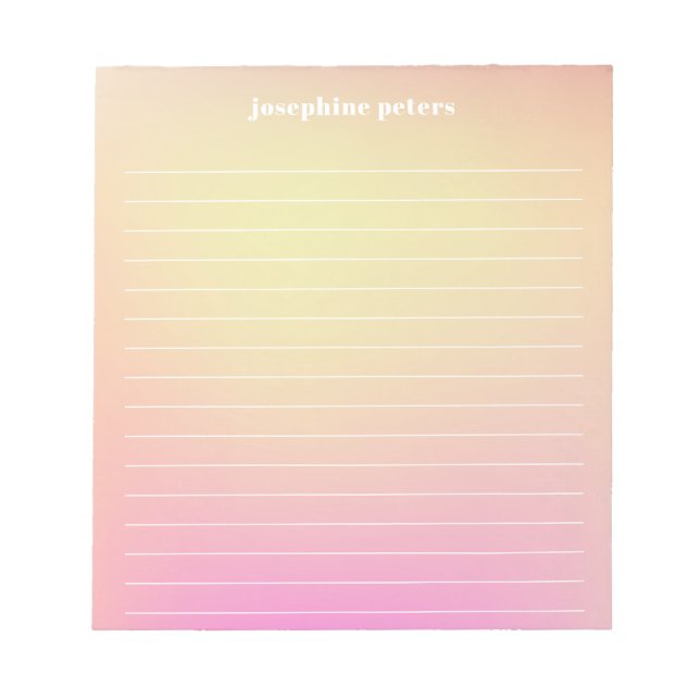 Personalized Retro Pastel Peach Pink Gradient Notepad (Front)