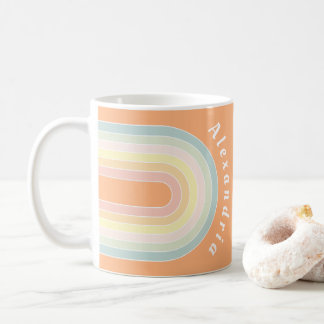 Personalized Retro Pastel Rainbow Coffee Mug