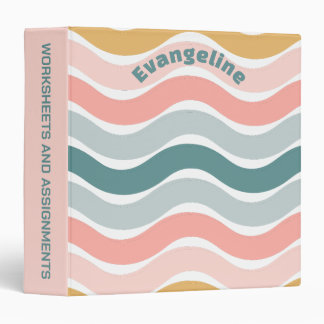 Personalized Retro Pastel Wave Binder