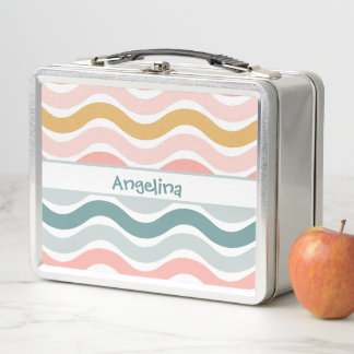 Personalized Retro Pastel Wave Lunch Box