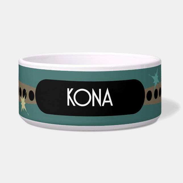 Personalized Retro Pet Bowl: Stylish and Vibrant (Front)