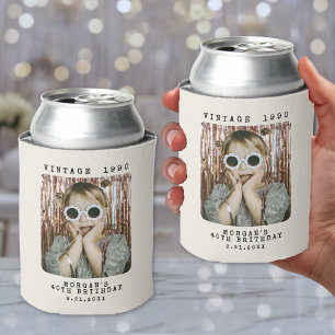Personalized Retro Photo Birthday Party Can Cooler