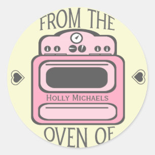 Personalized Retro Pink Oven Sticker