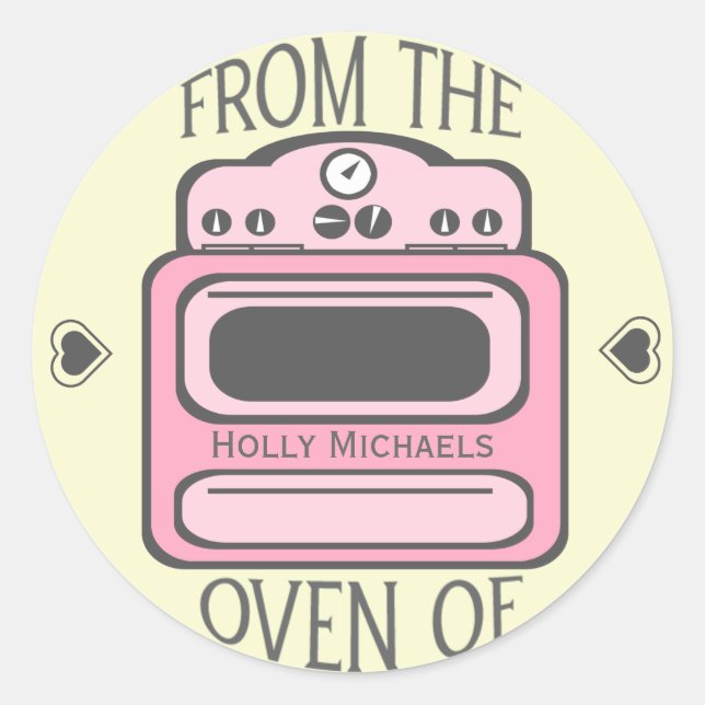 Personalized Retro Pink Oven Sticker (Front)