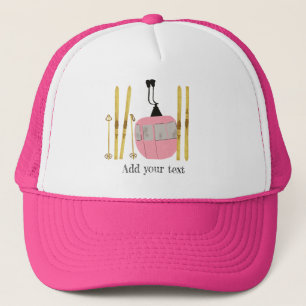 Personalized Retro Pink Ski Lift Gondola  Trucker Hat