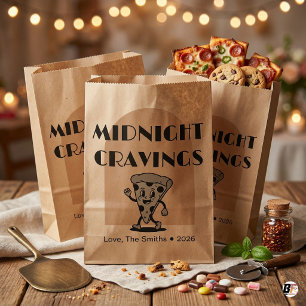 Personalized Retro Pizza Midnight Cravings Wedding Favour Bag