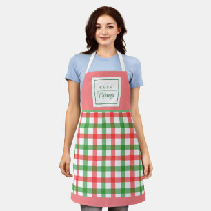 Personalized Retro Plaid Women's Apron