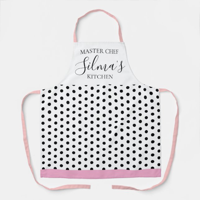 Personalized Retro Polka Dot Cooking Apron (Front)